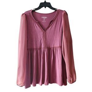 Torrid size 0 Babydoll Fabric Mix Super Soft Balloon Chiffon Sleeve Top
